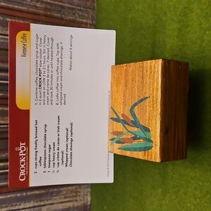 Handmade Vintage wooden block recipe card holder